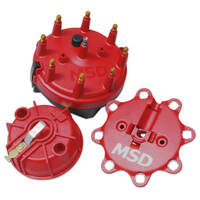 MSD Cap and Rotor Red Male/HEI Stainless Terminals Clamp-Down Small Dia. Pro-Billet Distributors Kit MSD-8441