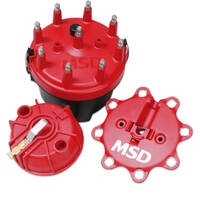 MSD Cap and Rotor Red Male/HEI Stainless Steel Terminals Clamp-Down Billet Pro Billet Kit MSD-8445