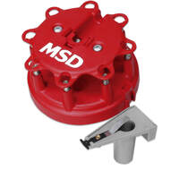 MSD Cap and Rotor Cap-A-Dapt Red Male/HEI Stainless Steel Terminals Clamp-Down For For Ford Duraspark V8 Kit MSD-8450