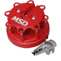 MSD Cap and Rotor Red Male/HEI Stainless Steel Terminals Clamp-Down For For Ford Laforza For Lincoln For Mercury V8 Kit MSD-8482