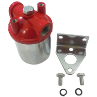 Proflow Fuel Filter Canister Type Chrome/Red 3/8 npt inlet and outlet ports  PFE-R4297