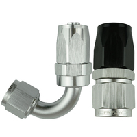 Proflow 150 DEG HOSE END -04 BLACK/SILVER PFE105-04B