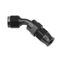 Proflow 3/8in. Tube 45 Degree To Female -06AN Hose End Tube Adaptor Black PFE112-06BK