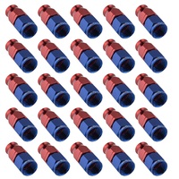 Proflow Bulk Pack Aluminium Straight Hose End -06AN For PTFE Red/Blue 25pc PFE201-08DRB-25