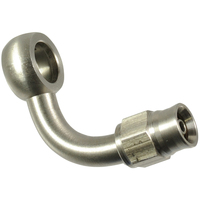 Proflow Stainless Steel Banjo Hose End 7/16 90 Degree Bend For -03AN PTFE Hose PFE218-03