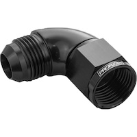 Proflow 90 Degree Full Flow Adaptor Male To Female -10AN Black PFE543-10BK