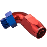 Proflow 90 Degree Fitting Hose End -06AN Orb Male To -06AN Blue/Red PFE549-06-06