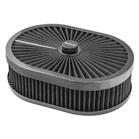 Proflow Air Filter Assembly Flow Top Oval Black 12in. x 9in. x 3in. Suit 5-1/8in. Flat Base PFEAF-300076B