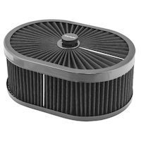 Proflow Air Filter Assembly Flow Top Oval Black 12in. x 9in. x 4in. Suit 5-1/8in. Flat Base PFEAF-300102B