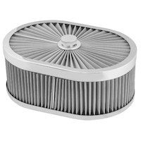 Proflow Air Filter Assembly Flow Top Oval Stainless Steel 12in. x 9in. x 4in. Suit 5-1/8in. Flat Base PFEAF-300102S