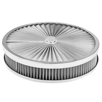 Proflow Air Filter Assembly Flow Top Round Stainless Steel 14in. x 2.5in. Suit 5-1/8in. Neck Recessed Base PFEAF-350063S