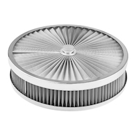 Proflow Air Filter Assembly Flow Top Round Stainless Steel 14in. x 3in. Suit 5-1/8in. Neck Recessed Base PFEAF-350076S