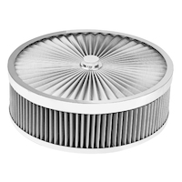 Proflow Air Filter Assembly Flow Top Round Stainless Steel 14in. x 4in. Suit 5-1/8in. Neck Recessed Base PFEAF-350102S