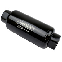 Proflow Fuel Filter Inline Mount Billet Aluminium Black Anodised 40 Microns 140mm length -10 AN Inlet/Outlet Each PFEFS301B