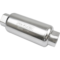 Proflow Fuel Filter Inline Mount 10 Microns Billet Aluminium Silver Anodised 140mm length -10 AN Inlet/Outlet PFEFS301P-10