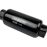 Proflow Fuel Filter Inline Mount Billet Aluminium Black Anodised 100 Microns 183mm length -12 AN Inlet/Outlet Each PFEFS302B-100