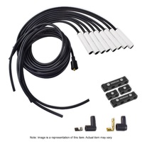 Proflow Spark Plug Pro Lead Wires White Ceramic Spiral Core 8.8mm Black Straight Boots Universal V8 Set PFEIGLS398BK