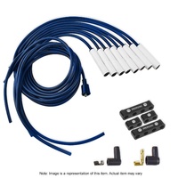 Proflow Spark Plug Pro Lead Wires White Ceramic Spiral Core 8.8mm Blue Straight Boots Universal V8 Set PFEIGLS398BL