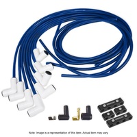 Proflow Spark Plug Pro Lead Wires White Ceramic Spiral Core 8.8mm Blue 90 degree Boots Universal V8 Set PFEIGLS598BL