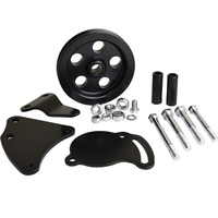 Proflow Power Steering Pump Bracket mounting kit GM Type Pump V Belt Pulley Black  PFEPSP450BK