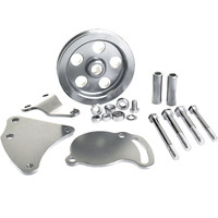 Proflow Power Steering Pump Bracket mounting kit GM Type Pump V Belt Pulley Chrome PFEPSP450C