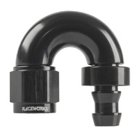 Raceworks Push Lok Hose Fitting AN-4 180 Deg RWF-406-04BK