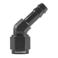 Raceworks Fitting Female AN-6 To 3/8'' Barb 45 Deg RWF-412-06BK