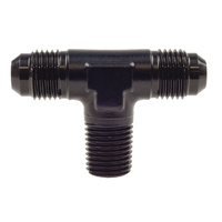 Raceworks Fitting Tee AN-3 - 1/8In NPT On Branch RWF-825-03BK