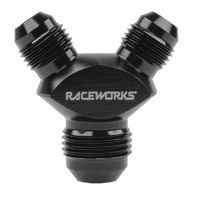 Raceworks Fitting Y Block Male Flare An Thread 1 X AN-4 To 2 X AN-3 RWF-930-04-03BK