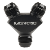 Raceworks Fitting Y Block Male Flare An Thread 3 X AN-10 RWF-930-10-10BK