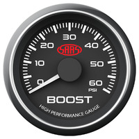 SAAS Boost Gauge Diesel 0-60 psi 52mm Black Muscle Series SG-TBD52B2