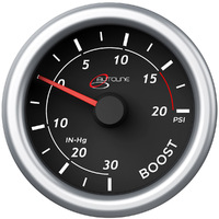 SAAS Boost Gauge 30inHg-20psi 52mm Black Autoline SG71210