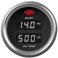 SAAS Dual Digital Gauge Boost 0-30 Psi / Exhaust Temp 0°-900° Trax SG911240