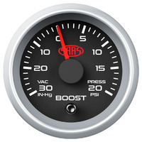 SAAS Boost Gauge 30inHg-20psi 52mm Black Muscle Series 2 SGTB52BS2