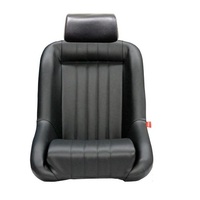 Autotecnica Classic Low Back PU Leather Black Seat With Headrest Universal Hot Rod Speed Boat