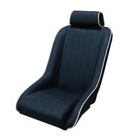 Autotecnica Sports Seat Classic Black PU Leather With White Stripe Includes Slider SS25HBS