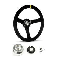 SAAS Steering Wheel Suede 14" ADR Drifter Black Spoke SW1016S and SAAS billet boss kit for Chevrolet Corvette 1967