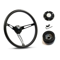 SAAS Steering Wheel Poly 15" Classic Deep Dish Black Alloy Slots SW25910 and SAAS boss kit for Chevrolet Corvette 1967