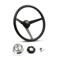 SAAS Steering Wheel Poly 15" Classic Deep Dish Black Alloy Solid SW25912 and SAAS billet boss kit for Chevrolet Corvette 1967