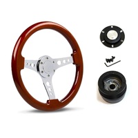 SAAS Steering Wheel Wood 14" ADR Logano Chrome Spoke & Button SW506CR and SAAS boss kit for Chevrolet Corvette 1967