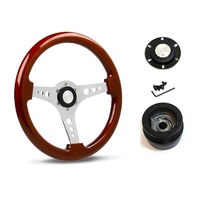 SAAS Steering Wheel Wood 14" ADR Logano Chrome Spoke SW506CW and SAAS boss kit for Ford F100 F150 F250 F350 Bronco 1981-1991