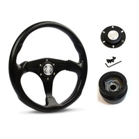 SAAS Steering Wheel Poly 14" ADR Octane Black Spoke SW515B-R and SAAS boss kit for Daihatsu Charade 1994-ON