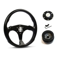 SAAS Steering Wheel Poly 14" ADR Octane Black Spoke SW515B-R and SAAS boss kit for Subaru WRX GC GF GM / Impreza 1994-1999