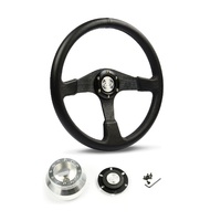 SAAS Steering Wheel Leather 15 " ADR Octane Black Spoke SW515BL-R and SAAS billet boss kit for Chevrolet Corvette 1967