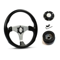 SAAS Steering Wheel Poly 14" ADR Octane Brushed Alloy Spoke SW515S-R and SAAS boss kit for Ford F100 F150 F250 F350 Bronco 1981-1991