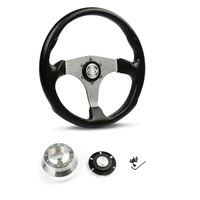 SAAS Steering Wheel Poly 14" ADR Octane Titanium Spoke SW515T-R and SAAS billet boss kit for Chevrolet Corvette 1967