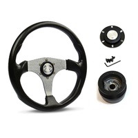 SAAS Steering Wheel Poly 14" ADR Octane Titanium Spoke SW515T-R and SAAS boss kit for Ford F100 F150 F250 F350 Bronco 1981-1991