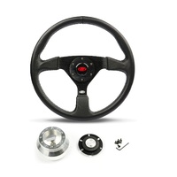 SAAS Steering Wheel Leather 14" ADR Director Black Spoke SW516B-R and SAAS billet boss kit for Chevrolet Corvette 1967