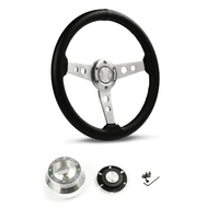 SAAS Steering Wheel PVC 14" ADR Retro Brushed Spoke SW616OS-R and SAAS billet boss kit for Holden HQ HJ HX WB 1971-1980