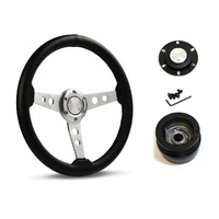 SAAS Steering Wheel PVC 14" ADR Retro Brushed Spoke SW616OS-R and SAAS boss kit for Holden Commodore VR Only 1994-1995